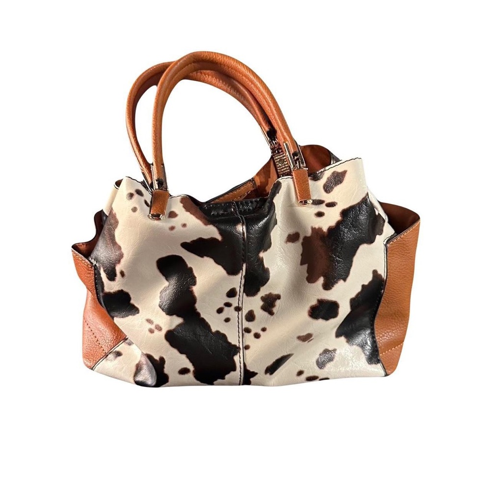Faux leather cow print bag